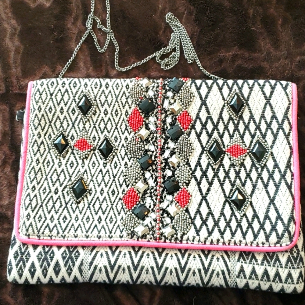 Angie beaded jeweled clutch handbag made in India Beautiful